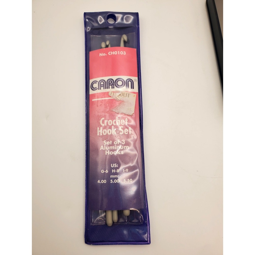 Vintage Caron Aluminum Crochet Hook Set - 3 Hooks (G, H, I)